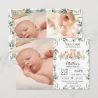 Woodland Animals Greenery New Baby Boy Photo Birth