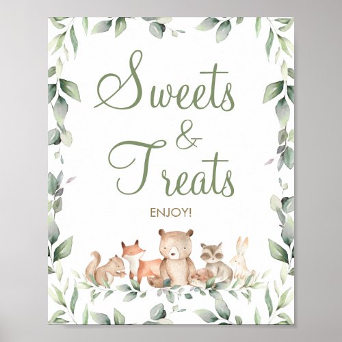 Woodland Animals Greenery Sweets  Treats Dessert Poster