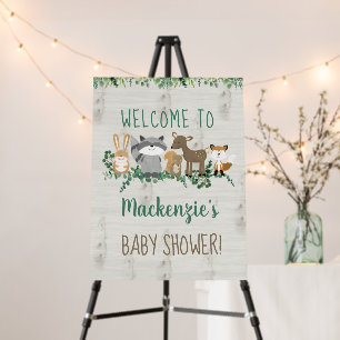 Woodland Animals Greenery Welcome Baby Shower Sign