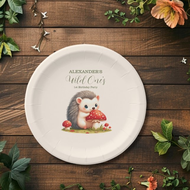 Woodland Animals Greenery Wild One 1st Birthday Paper Plates (Creator Uploaded)