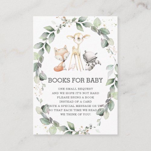 Woodland Animals Greenery Wreath Books for Baby Enclosure Card