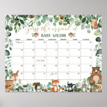 Woodland Animals Guess Baby's Arrival Birth Game  Poster