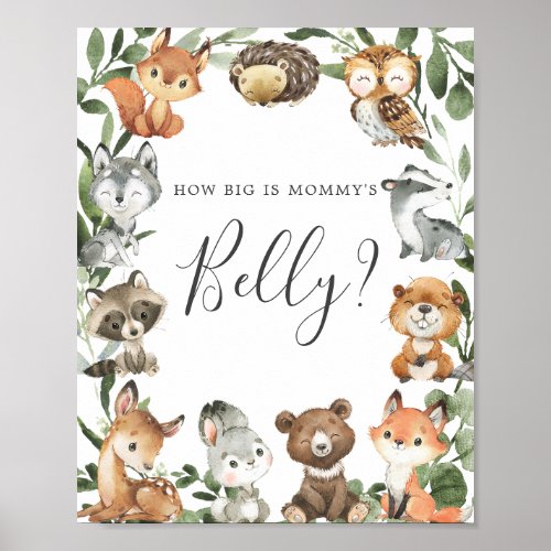Woodland Animals Guess How Big is Mommy Belly Game Poster