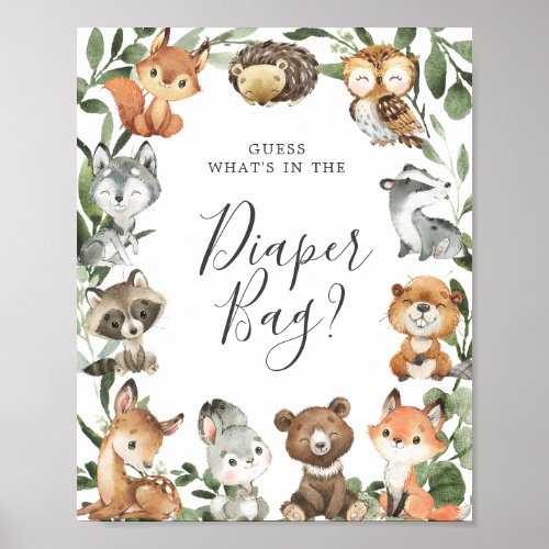 Woodland Animals Guess Whats in the Diaper Bag Poster