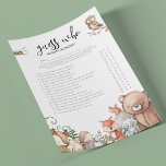 Woodland Animals 'Guess Who' Baby Shower Game Flyer<br><div class="desc">Designed to coordinate with our 'Woodland Animal' Baby shower invitations. This cute baby shower 'Guess Who' Mommy or Daddy game, features watercolor illustrations of a fox, deer, owl, squirrel, mouse, bird andhedgehog set in a the woods . Every question can be edited, so if you want to change them you...</div>