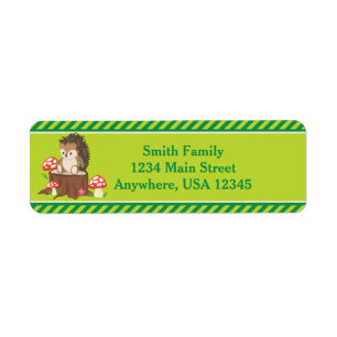 Woodland Animals Hedgehog Personalized Label