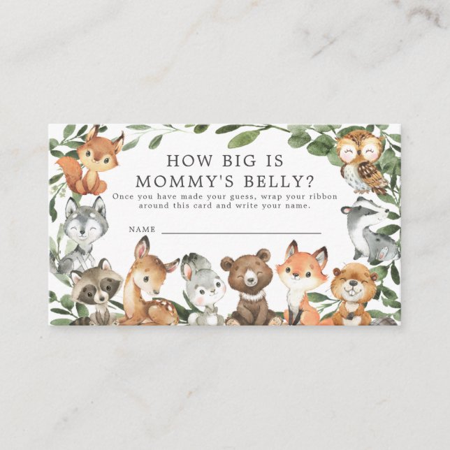 Woodland Animals How Big is Mommy's Belly Game Enclosure Card (Front)