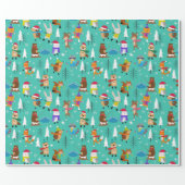 Woodland Animals Ice Skating Cute Christmas Wrapping Paper (Flat)