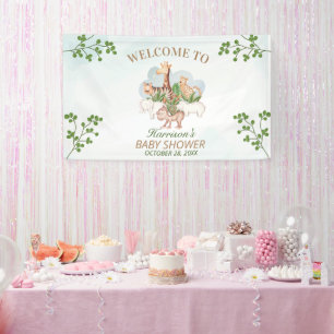Woodland Animals Jungle Greenery Baby Shower Banner
