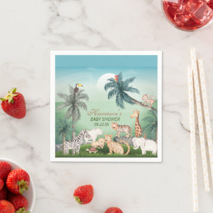 Woodland Animals Jungle Greenery Baby Shower Napkins