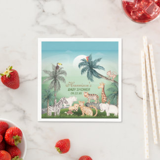 Woodland Animals Jungle Greenery Baby Shower Napkins