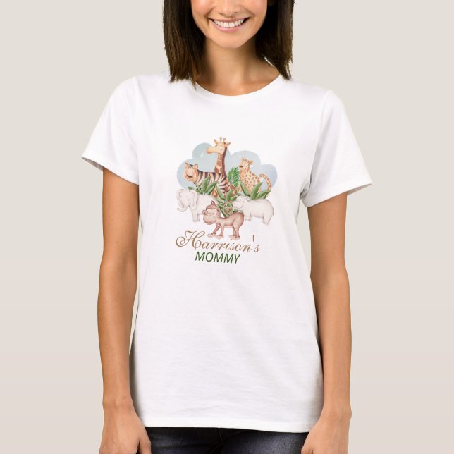 Woodland Animals Jungle Greenery Baby Shower  T-Shirt (Front)