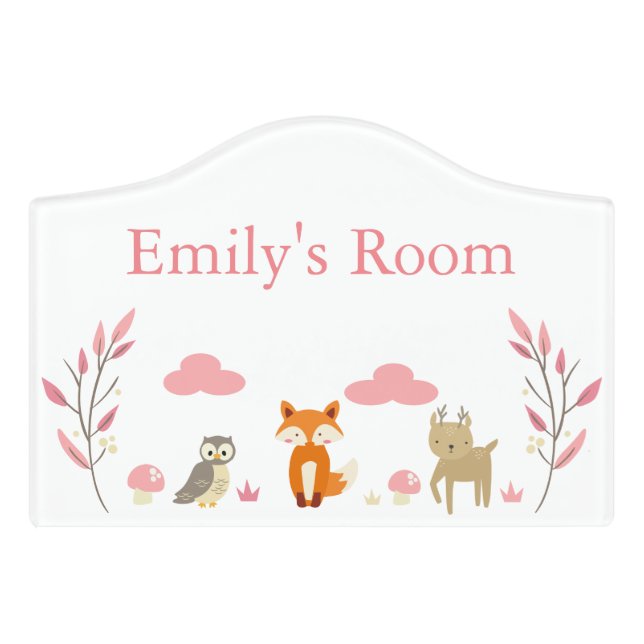 Woodland Animals Kids/Baby Room Door Sign (Small Crest Front)