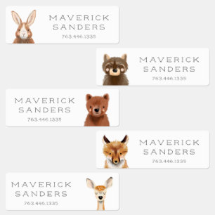 Woodland Animals Kids Labels