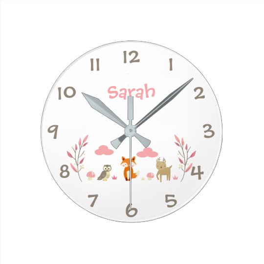 Woodland Animals Kids Nursery Wall Clock