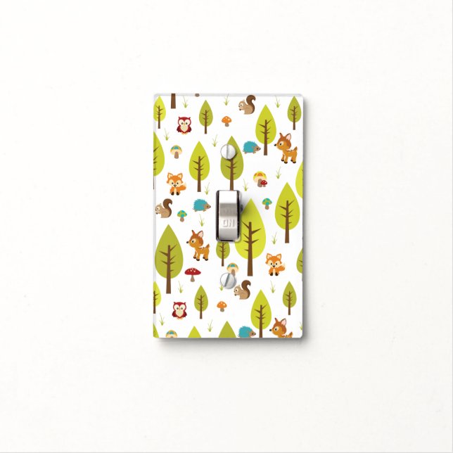 Woodland Animals Light Switch Cover (In Situ)