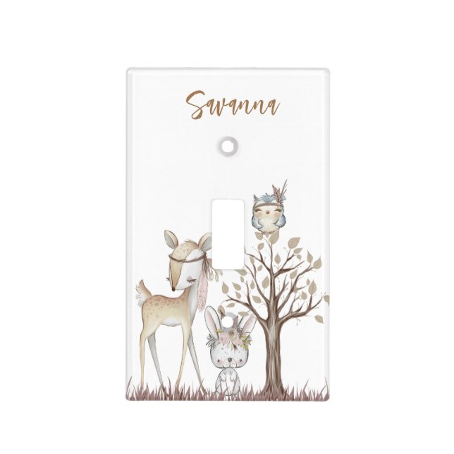 Woodland Animals Light switch cover  (Front)