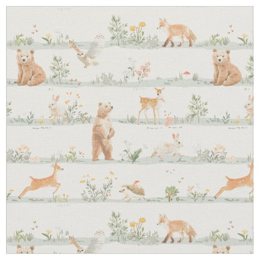 Woodland Animals minimal soft wild nature nursery  Fabric