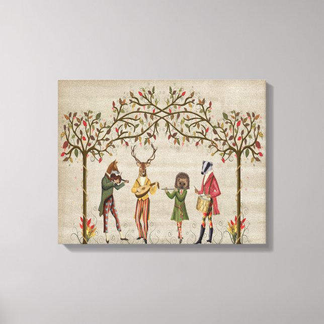 Woodland Animals Minstrel Group Canvas Print (Front)