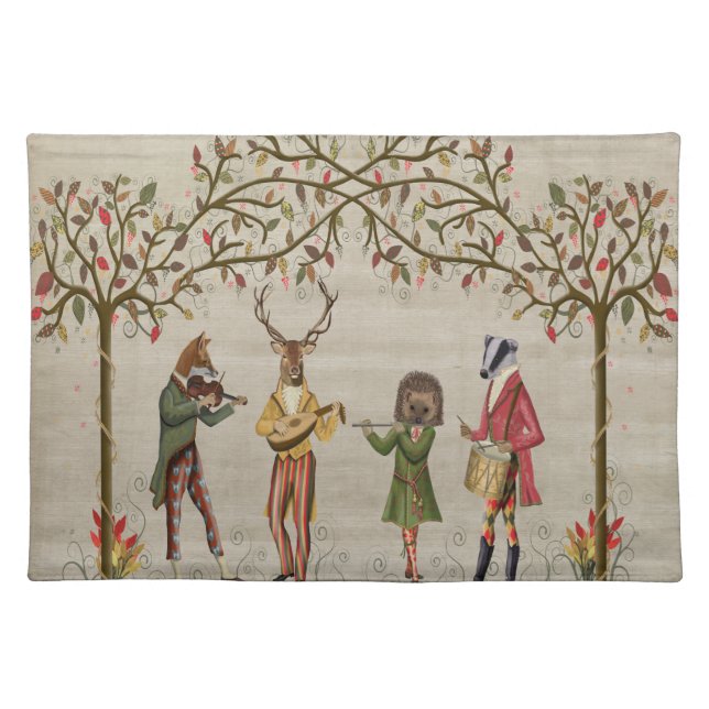 Woodland Animals Minstrel Group Cloth Placemat (Front)