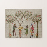 Woodland Animals Minstrel Group Jigsaw Puzzle<br><div class="desc">Minstrel Group by Fab Funky.  Features a group of woodland animals playing music together undernearth autumn-like trees. | 191622D</div>