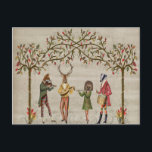 Woodland Animals Minstrel Group Postcard<br><div class="desc">Minstrel Group by Fab Funky.  Features a group of woodland animals playing music together undernearth autumn-like trees. | 191622D</div>