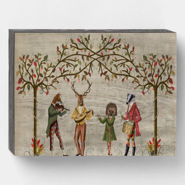 Woodland Animals Minstrel Group Wooden Box Sign (Front Horizontal)