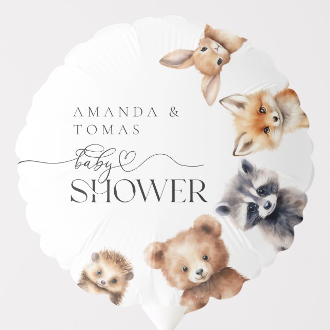Woodland Animals Modern Baby Shower Balloon (Front)