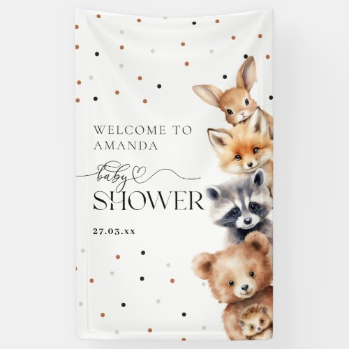 Woodland Animals Modern Baby Shower Banner