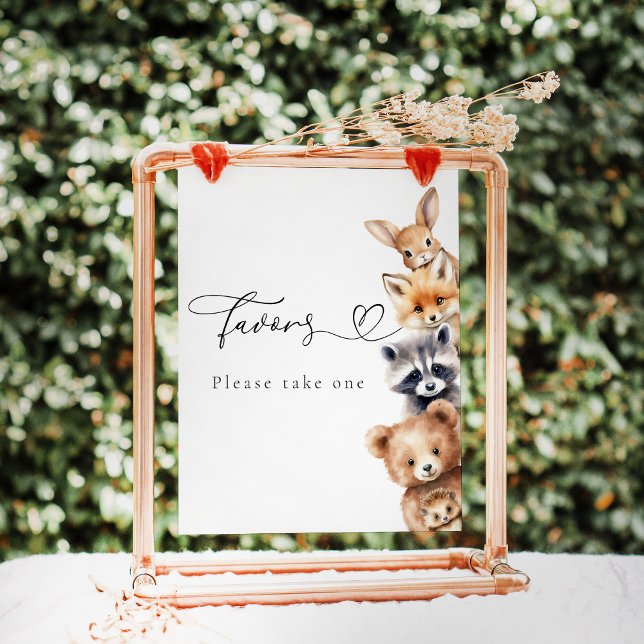 Woodland Animals Modern Baby Shower Bar Poster (Creator Uploaded)