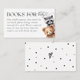 Woodland Animals Modern Baby Shower Books Enclosure Card