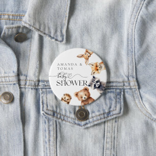 Woodland Animals Modern Baby Shower Button