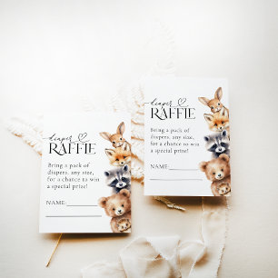 Woodland Animals Modern Baby Shower Diaper Enclosure Card