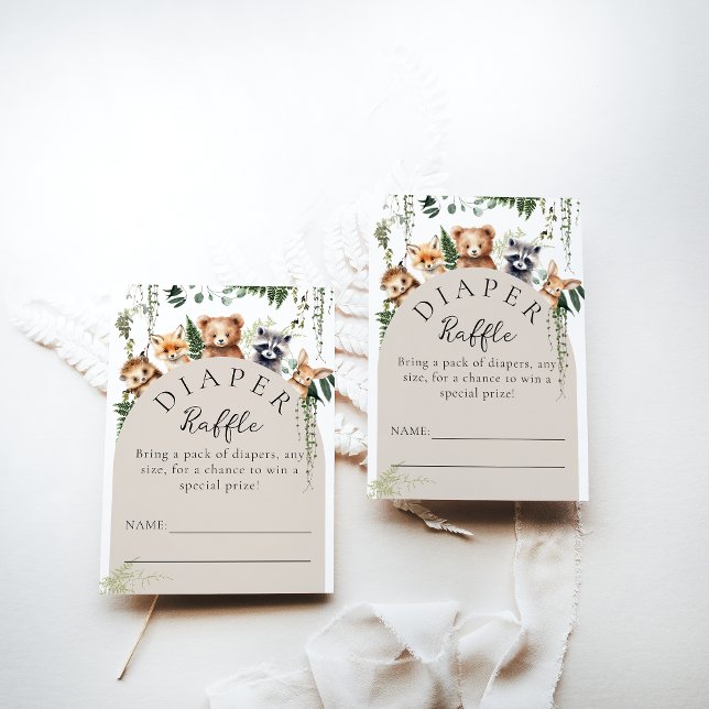 Woodland Animals Modern Baby Shower Diaper Enclosure Card (Creator Uploaded)