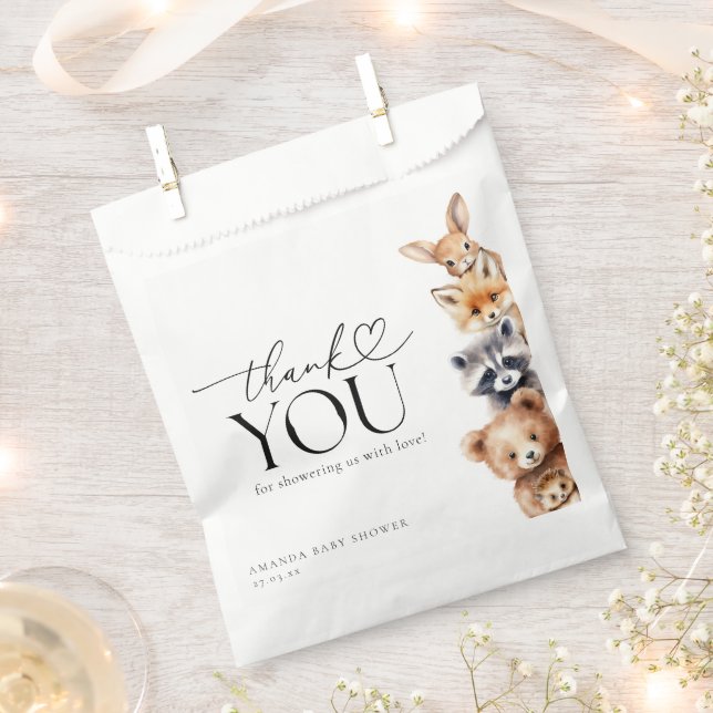 Woodland Animals Modern Baby Shower Favor Bag (Clipped)