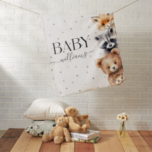 Woodland Animals Modern Baby Shower Gift Baby Blanket