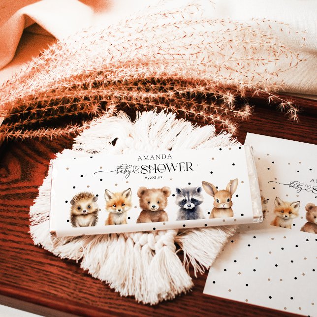 Woodland Animals Modern Baby Shower Hershey Bar Favors (Creator Uploaded)
