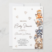 Woodland Animals Modern Baby Shower Invitation