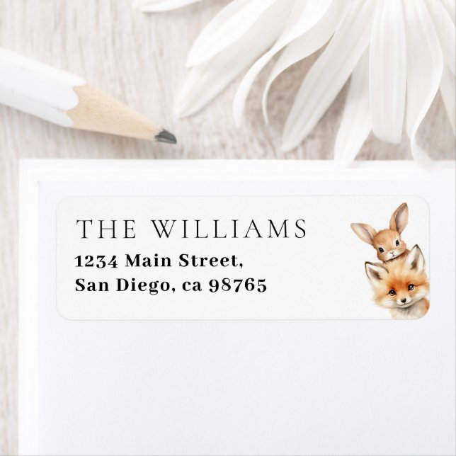 Woodland Animals Modern Baby Shower Label (Insitu)