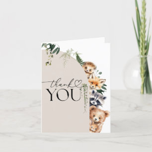 Woodland Animals Modern Baby Shower Letterpress Thank You Card