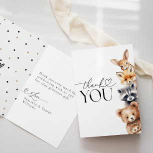 Woodland Animals Modern Baby Shower Letterpress Thank You Card
