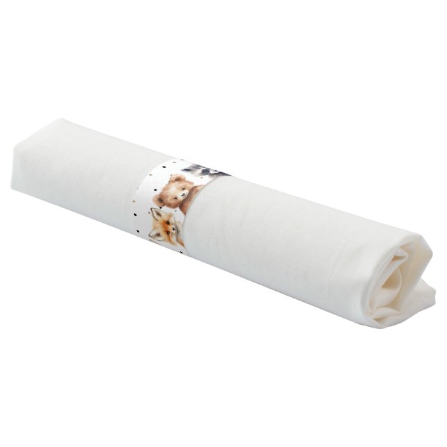 Woodland Animals Modern Baby Shower Napkin Bands (Angled)