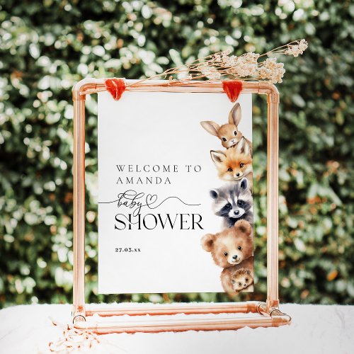 Woodland Animals Modern Baby Shower Poster