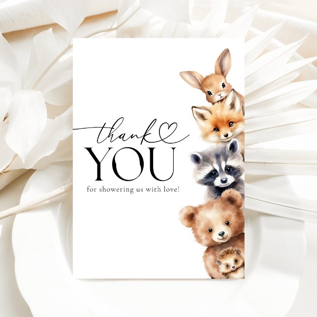 Woodland Animals Modern Baby Shower Thank You Card (Creator Uploaded)