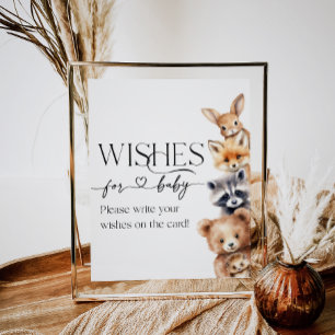 Woodland Animals Modern Baby Shower Wishes Poster