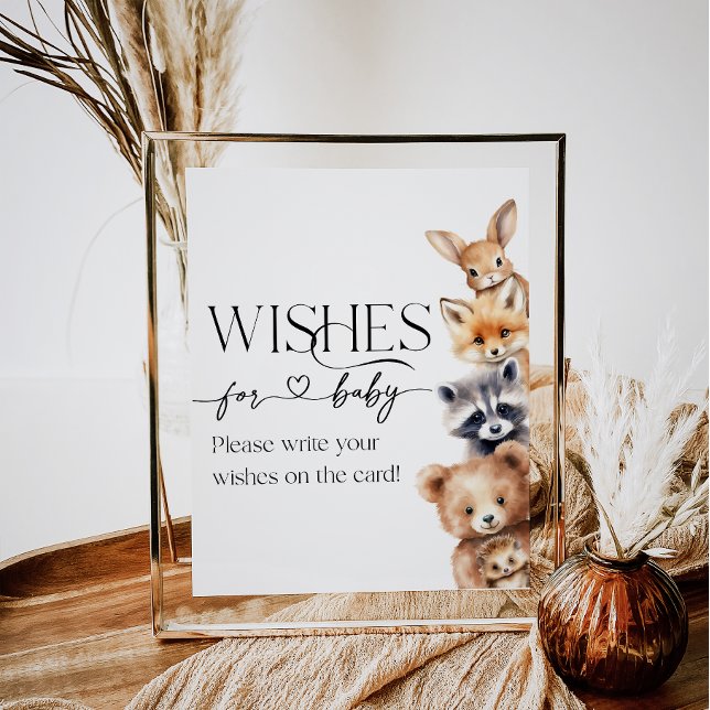 Woodland Animals Modern Baby Shower Wishes Poster (Creator Uploaded)