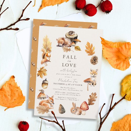 Woodland Animals Mushroom Fall in Love Baby Shower Invitation