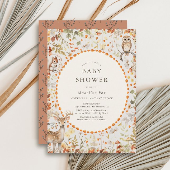 Woodland Animals Mushroom Forest Baby Shower Invitation (Creator Uploaded)