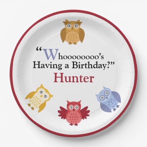 Woodland Animals Name Modern Birthday Party Paper Plates