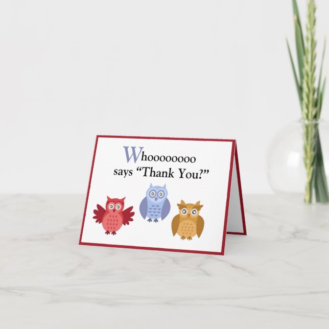 Woodland Animals Name Modern Kids Thank You Card (Front)